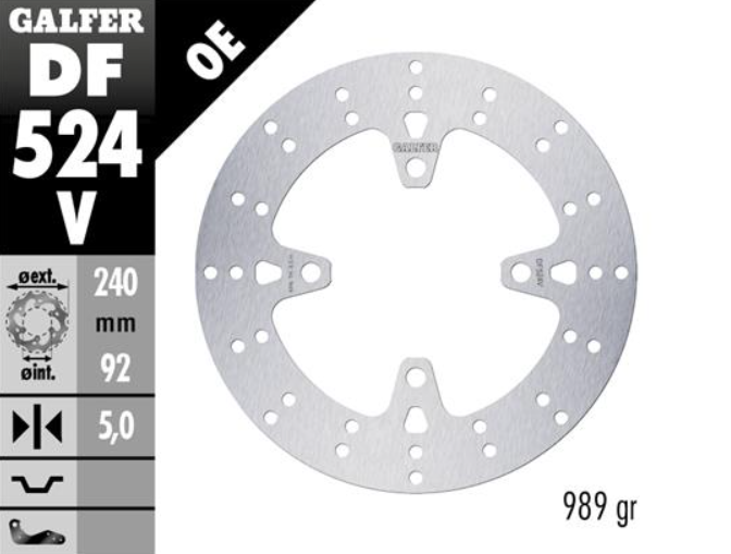 DISCO FRENO MOTO GALFER YAMAHA X MAX 240 X92  5T (NG 1035)